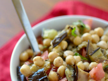 Eggplant and Chickpea Salad with Zaatar Dressing